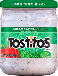 Nutrition information for creamy spinach dip